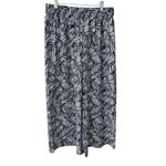 HOWON High Rise wide Leg Tropical Palazzo Pants size L White Photo 2
