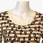 Banana Republic Sweater Womens Medium Tan Ivory Animal Print Stripe Fun Casual Photo 3