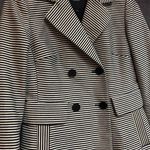 Talbots NWT Navy Striped Double-Breasted Coat Womens Notched Lapel Size 2 Photo 5