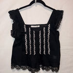 Altar'd State  Ruffle black embroidered blouse Photo 0