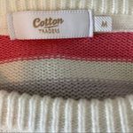 Cotton Traders Crew Striped‎ Cotton Long Sleeve Sweater Size Medium White Photo 4