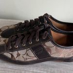 Coach  SUEE Signature Brown Leather & Canvas Fashion Sneakers Size 8 Photo 2