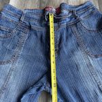 Y2K Lazer Womens Pin‎ Stripe Blue Jeans Flared Double Button Teens Size 22 Vtg Photo 5