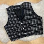 Plaid holidays fall winter vest size XL White Photo 2
