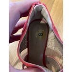 Anabelle Shoes Womens Size 8 Red Cutout Peep Toe Chunky Heel Suede Zip Sandals Photo 8