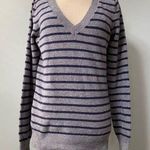 Gap  Gray and Navy Stripe V Neck Sweater Photo 0