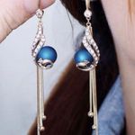 Blue Peacock Tassel Earrings 2023 New Trendy High End Earrings Photo 0