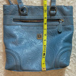 Stone Mountain Denim Blue Crinkle Leather Multiway Kaplan Tote Bag Photo 10
