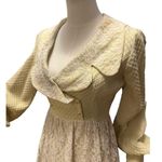 Vintage Bridgerton Inspired Yellow dress lace overlay long sleeves size X Small Photo 4