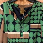 Ali Ro Geometric Print 3/4 Sleeve Button Placket Silk Mini Shift Dress Size 8 Photo 1
