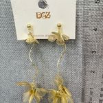 Gold Orchid‎ Drop Earrings Long Statement Floral Jewelry Lightweight Elegant new Photo 2