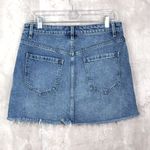 We The Free  Women’s O-Ring Zip Front Frayed/ Fringe Detail Denim Mini Skirt 27 Photo 1