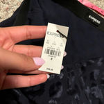 EXPRESS NWT  Midi Slip Skirt in Navy Blue Metallic- Size Medium Photo 5