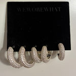 We Wore What  Pave Silver Hoops and Ear Cuff Earring Set - Brand New in Jewelry Bag Never Wore Photo 0