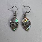 Sterling Silver Abalone Shell Marquise Drop Earrings With Filigree Design Photo 4