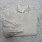 Everlane   The Wing Shoulder Mockneck Silky Cotton Blouse mock neck Ivory small Photo 12