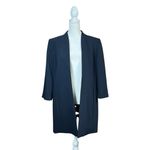DKNY  Navy Open Front Jacket Long Line Blazer 3/4 Sleeve Women Sz M Career Preppy Photo 8