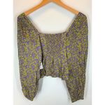 Abound  NWT XS Floral Print Smock Top In Purple- Green Rosy Rose Photo 4