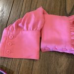 Halogen  Pleated flowy long sleeve BLOUSE coral pink high neck top M Photo 11