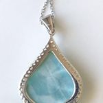 Sterling Silver 925 NOA Larimar Stone Pendant Necklace Photo 8