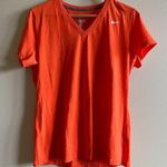 Nike SLIM FIT DRI-FIT Orange V-Neck T-Shirt TOP ATHLETIC Womens SIZE XL YOGA RUN Photo 0