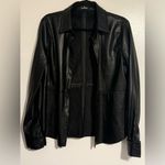 Lulus 🖤 “Polished Attitude” Black Vegan Leather Button-Up Top – Size Medium Photo 4