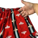Womens Bee Print‎ Pajama Set Short Sleeve Top & Ruffle Shorts Loungewear** Red Photo 6