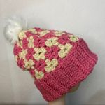 Women Crochet Beanie Brim PomPom Winter Chunky Hat Holiday Gift Pink Photo 1