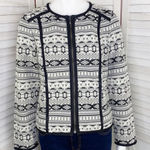 Chico's Chico’s‎ Tribal Fair Isle Southwestern Full Zip Knit Jacket Black Ivory Small Photo 0