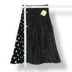 Anne Klein Petite Black White Mixed Polka Dot Pleated Midi Skirt NWT Petite S Photo 2