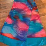 Pink Purple Blue Hand Rolled Tie Dyed 100% Silk Oblong Scarf Photo 3