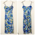 ASTR NEW the Label Florianne Dress Blue Yellow Abstract Floral Maxi Size Small S Photo 2
