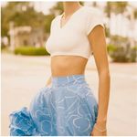 Madewell V-Neck Crop Textured Tee in Lighthouse Cream Size XL Photo 4