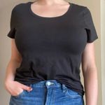 Quince  Scoop Neck Tee M Cotton Modal Black Minimalist Wrinkle Resistant Basic Photo 4