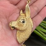 Vintage Unsigned Brushed Gold Llama Alpaca Pendant Necklace Photo 9