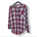 Faded Glory  S Red Blue Plaid Button Down Shirt Soft Rayon Flannel Look Photo 1