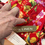Peck & Peck NWT ST BARTHS Red Floral Butterfly Pants 100% Linen Size Large W 16” I 30” Photo 7