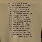 Handmade Unique One of a Kind Flannel Sleeve Love Your Neighbor Cream Sweatshirt M L Photo 2