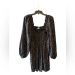 Ganni  Floral Print Smocked Mini Dress Long Sleeve Balloon Puff Sleeve Size US 6 Photo 5