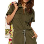 CAbi  6592 Squad Zip Front utility Drawstring Waist romper Olive Green medium Photo 0