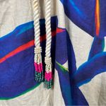 Farm Rio  Anthropologie Linen Blend Rope Tassel Boho Blouse Top Medium Tropical Photo 3