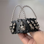 None Skull and chain faux leather bracelet, adjustable Photo 3