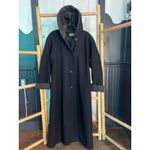 MDP Mario De Pinto Long Wool Maxi Coat Hooded Black USA Made Faux Fur Trim Size XL Photo 5