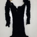 House Of CB Tatyana Black Ruffle Lace up Mini dress long sleeve Photo 1