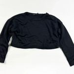 Koral Valor Valo Cotton Terrycloth Crew Neck Long Sleeve Crop Top Sweater Black Photo 0