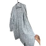 ZARA  KNIT Long Cable Knit Cardigan Sweater Women Size L Gray Open Front Pockets Photo 4