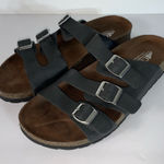 Cliffs White Mountain Footbeds 3 Strap Sandals Black faux Leather  Women’s Size 8 Photo 0