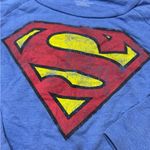 DC Comics VTG Superman Logo Long Sleeve Women’s Large Cropped Top Blue Photo 2
