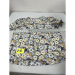 Pleione Womans Pullover Puffy Sleeve Blouse Large Pastel Floral Short Sleeve Photo 4