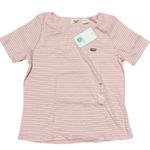 Levi's 🆕 Plus 1X Babydoll Top Short Sleeve Ribbed Tee Shirt Pink Striped NWT Photo 0